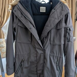 Women's Green Jacket with Fur Hood